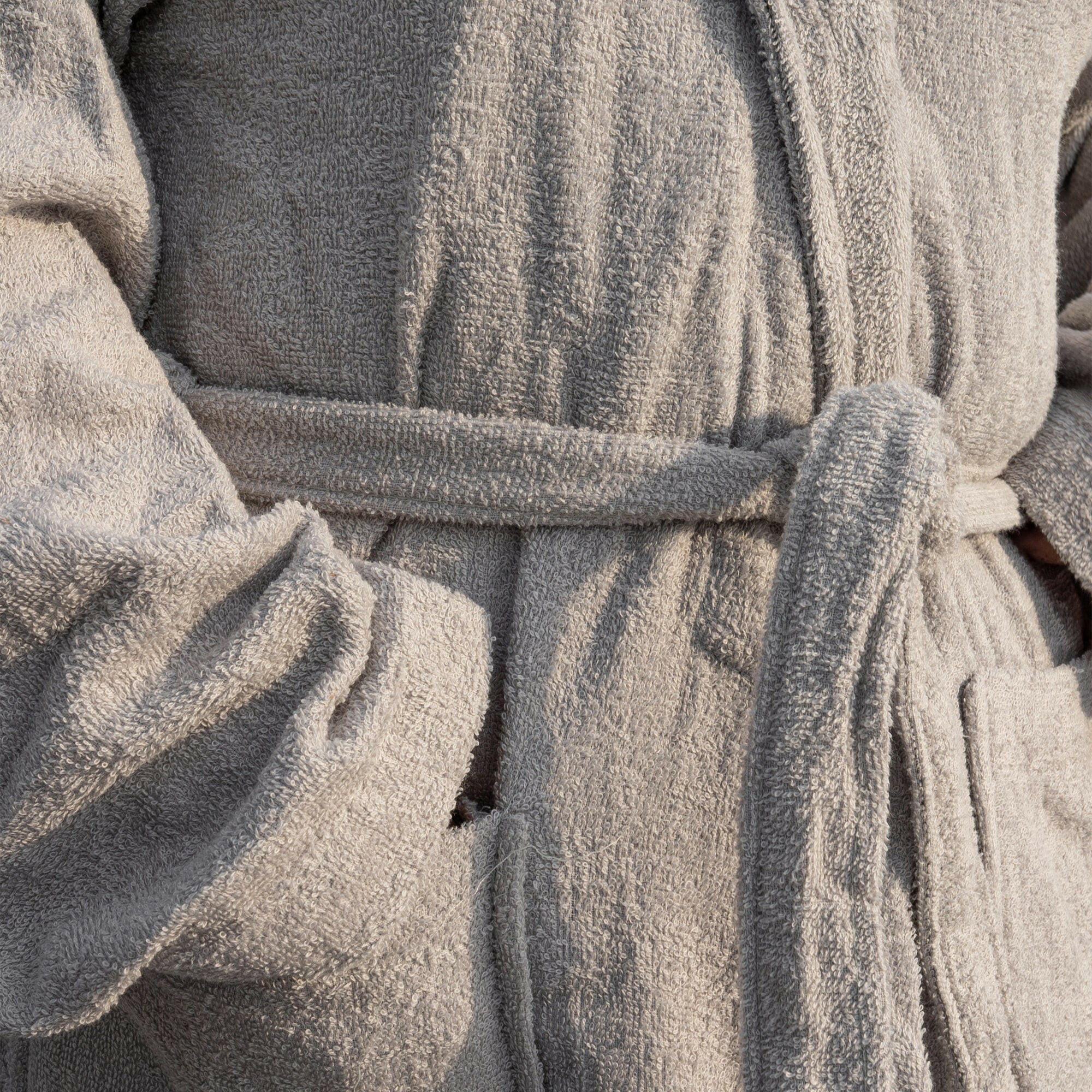 Light Grey Collared Bathrobe - THE LINEN COMPANY